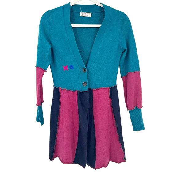 Ragged Thistle Womens Handmade Boho Hippie Mushroom Colorblock Cardigan Sweater - Picture 1 of 6